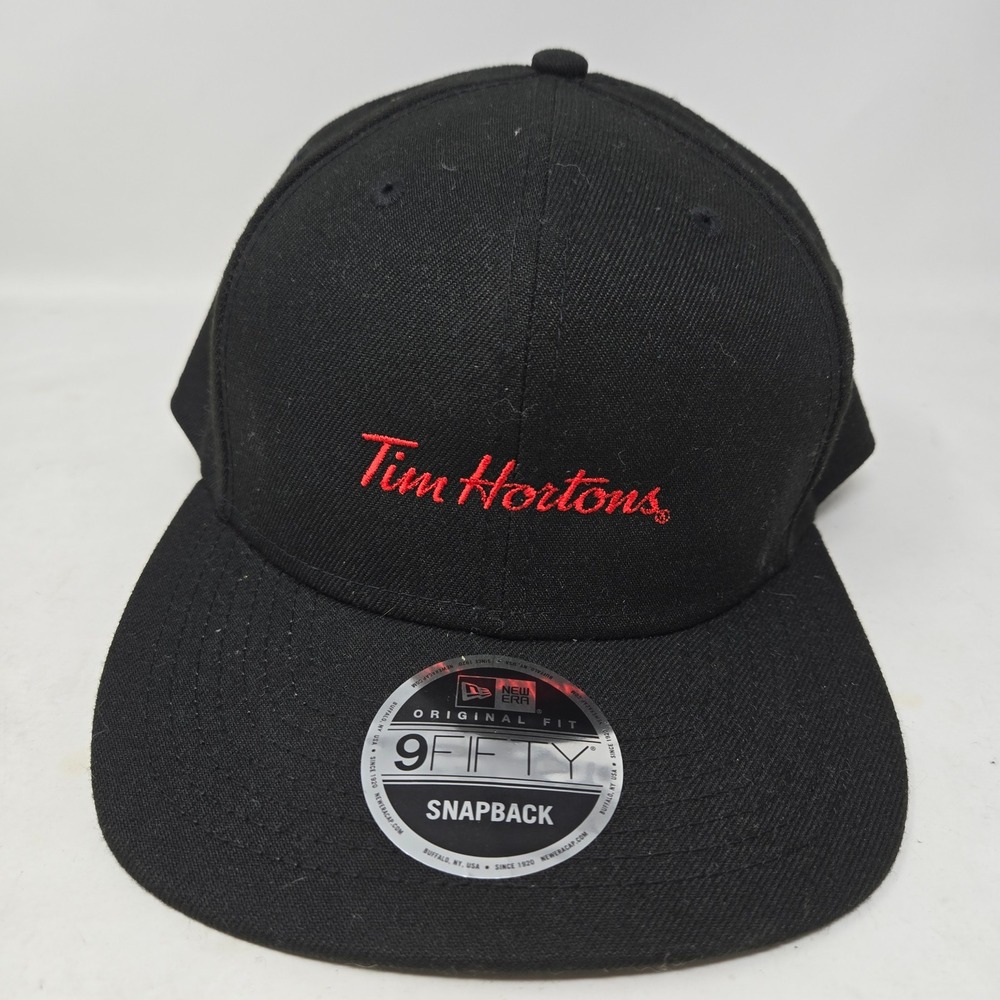 New Era 9FIFTY Tim Hortons Snapback Hat Black Red Embroidered Baseball Cap